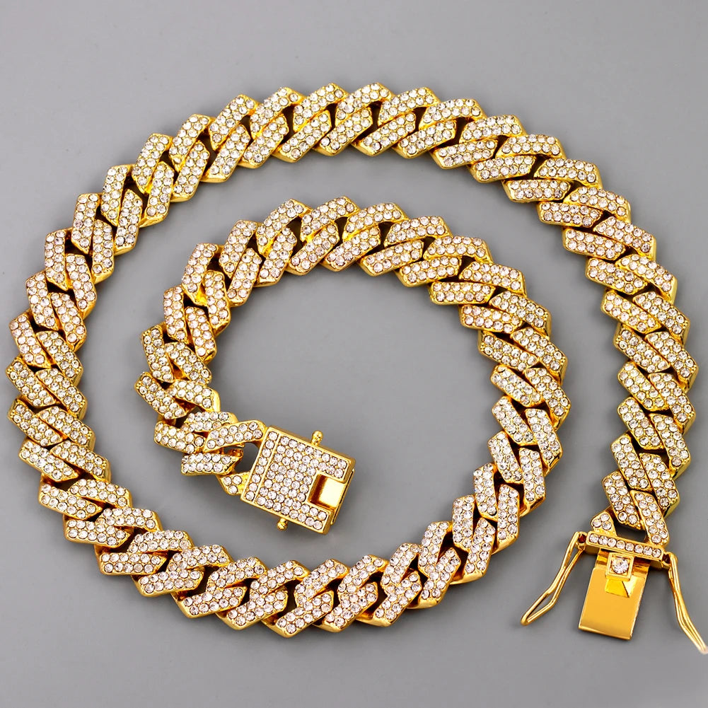 HipHop Men Women 14MM Prong Cuban Link Chain