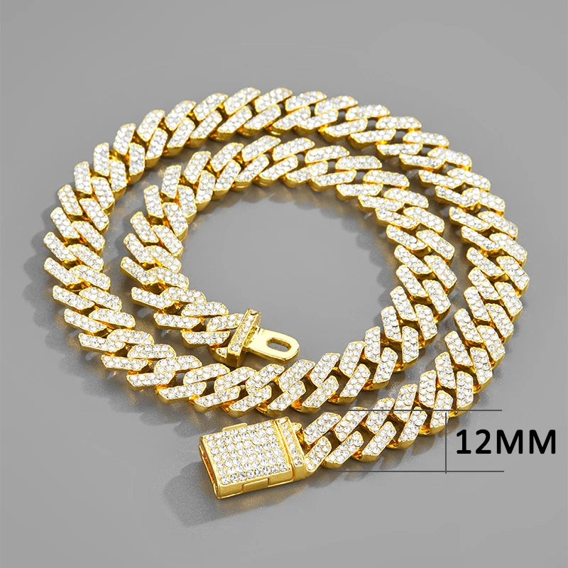 12MM Solid iced out Cuban Chain